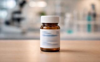 flacon-medicament-table-laboratoire-flou