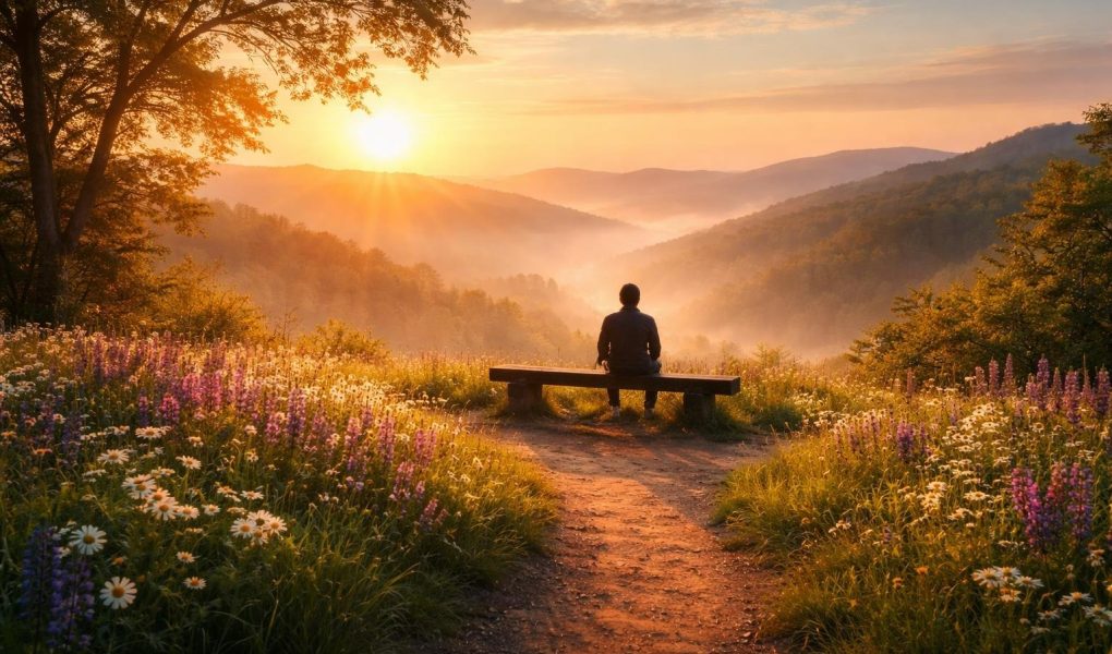 lever-soleil-sentier-fleurs-collines