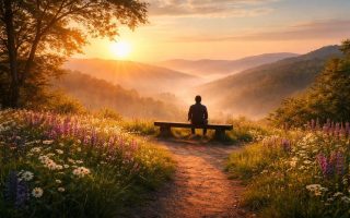 lever-soleil-sentier-fleurs-collines