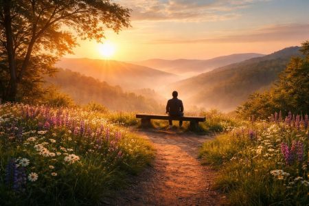 lever-soleil-sentier-fleurs-collines