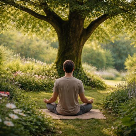 adulte-medite-jardin-verdoyant-fleurs