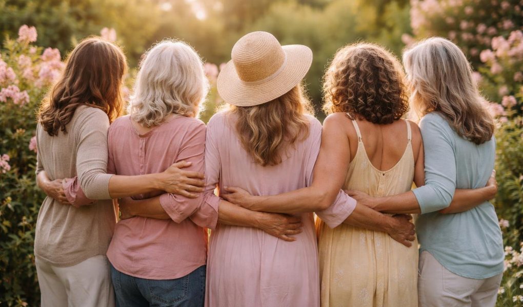 femmes-groupe-jardin-fleuri-unite
