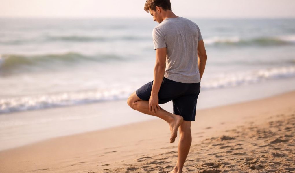 homme-plage-sable-vagues-matin
