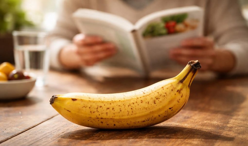 banane-mure-table-bois-livre