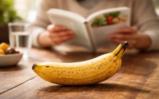 banane-mure-table-bois-livre