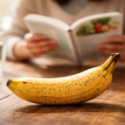 banane-mure-table-bois-livre