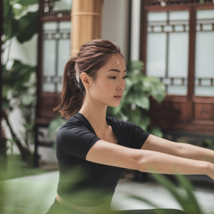 femme-pilates-studio-asie-plantes